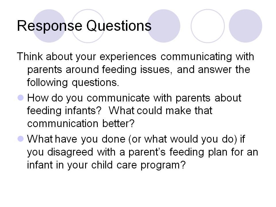 Module 3 Feeding Infants in Child Care Response Questions