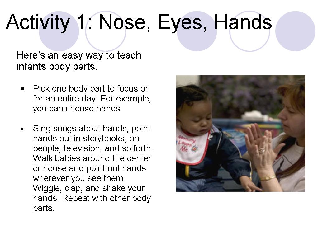 Module 4 Infant Language Development Activity 1 Nose, Eyes, Hands