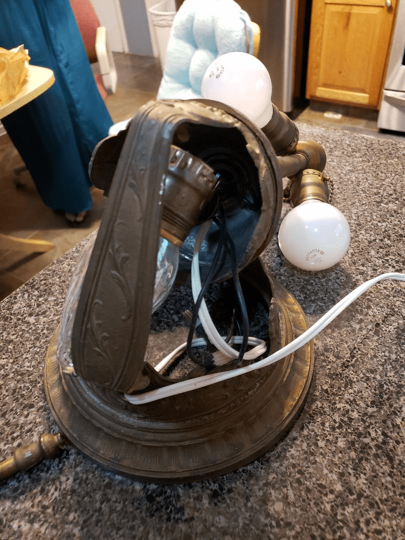 Slag glass lamp repair 2 lighted lamp bases 100's of Professional