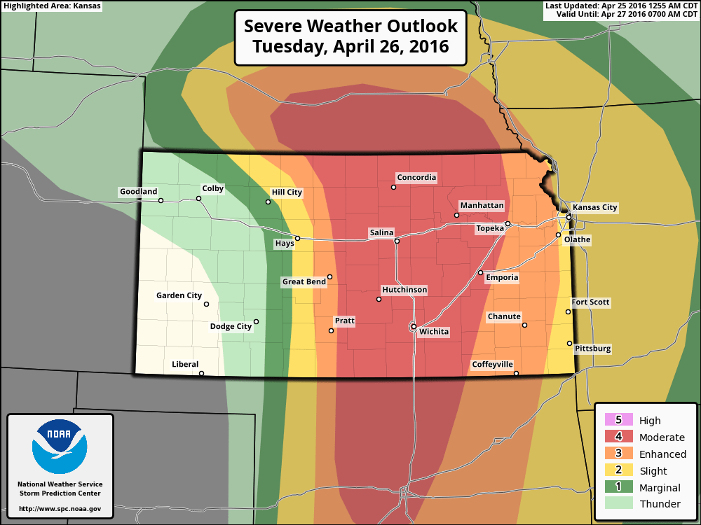 The SPC issues Moderate Risk for Severe Weather Tuesday for Plains