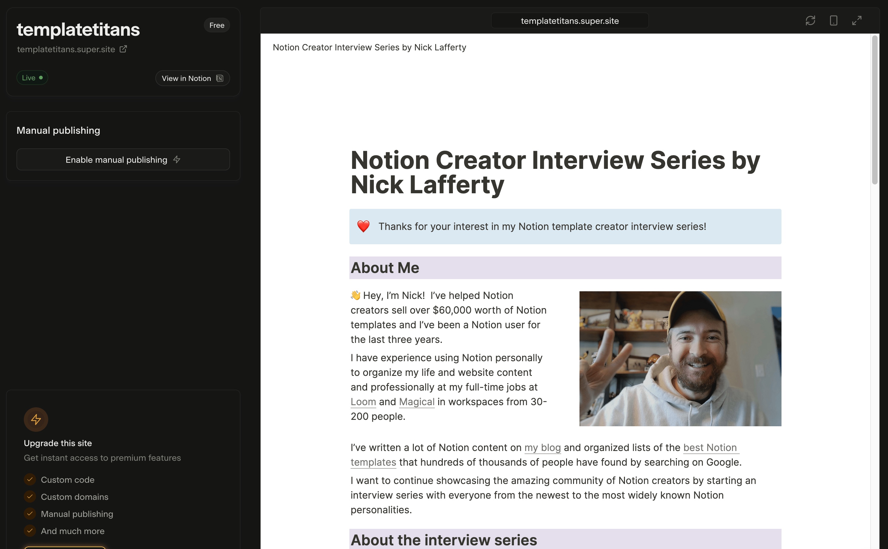 Best Notion site Builders Potion vs Super