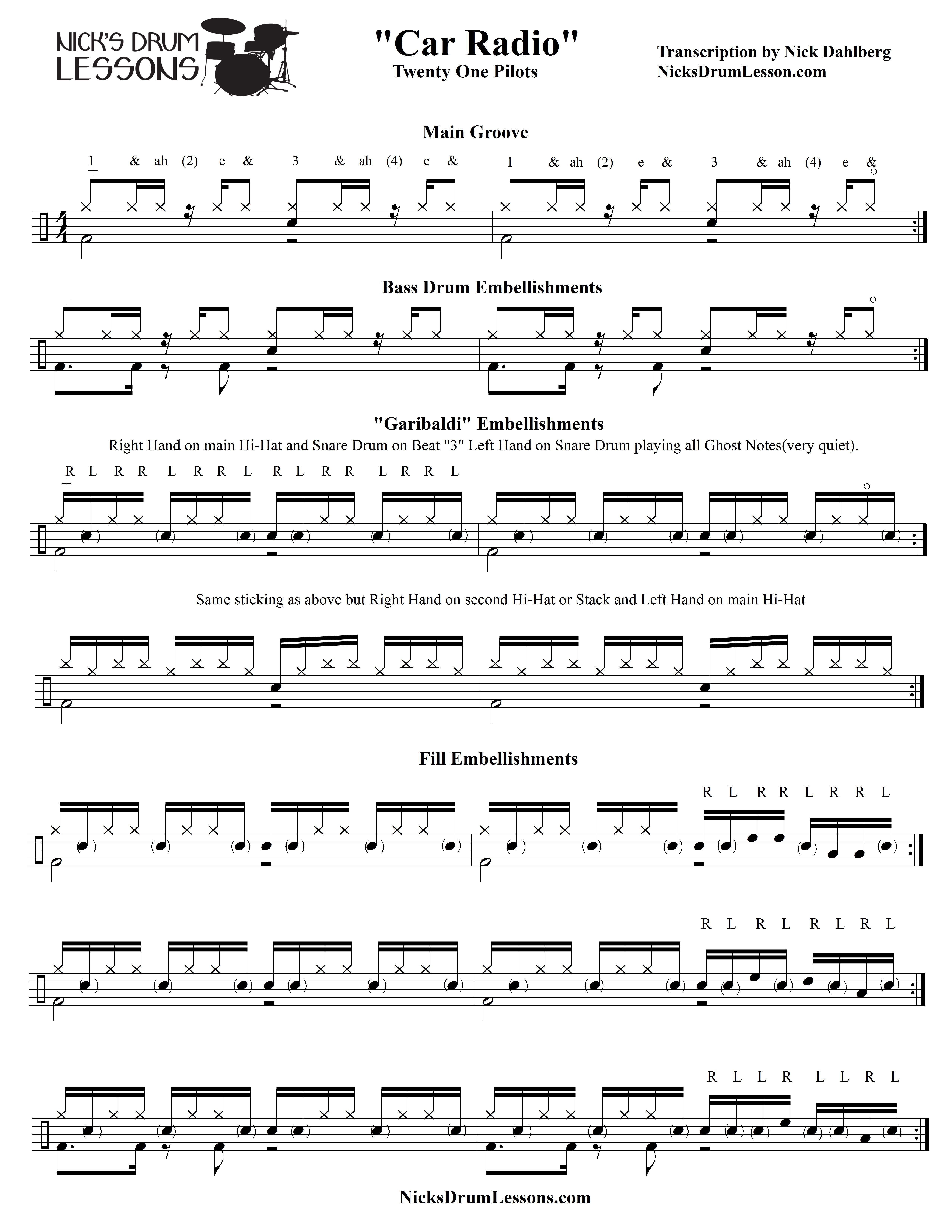 "Car Radio" Twenty One Pilots Nick's Drum Lessons