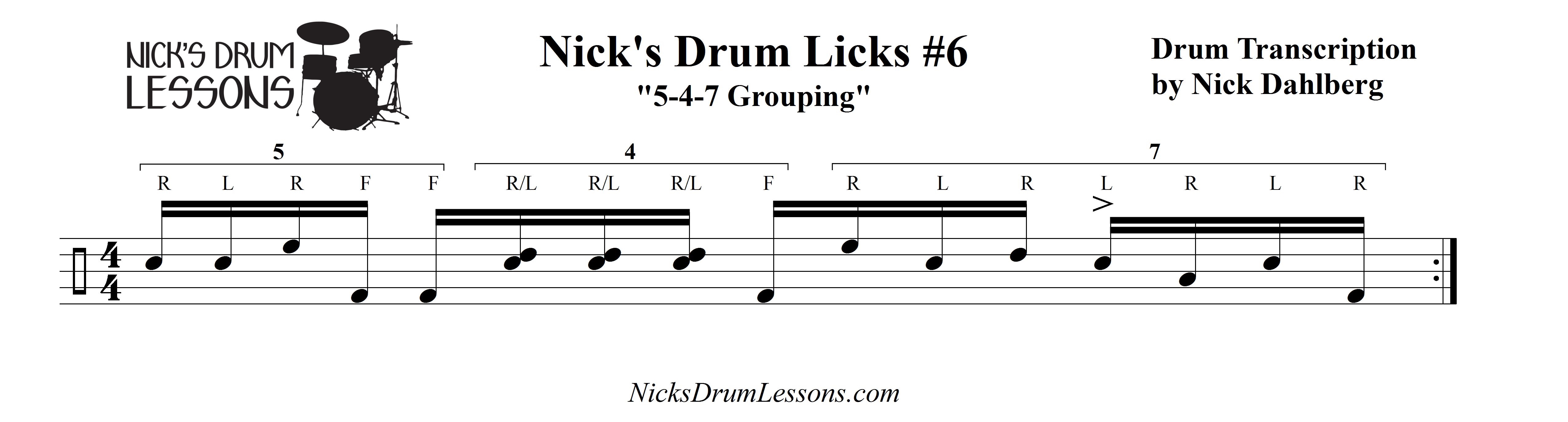 Nick’s Drum Licks 6 “547 Grouping” Nicks Drum Lessons