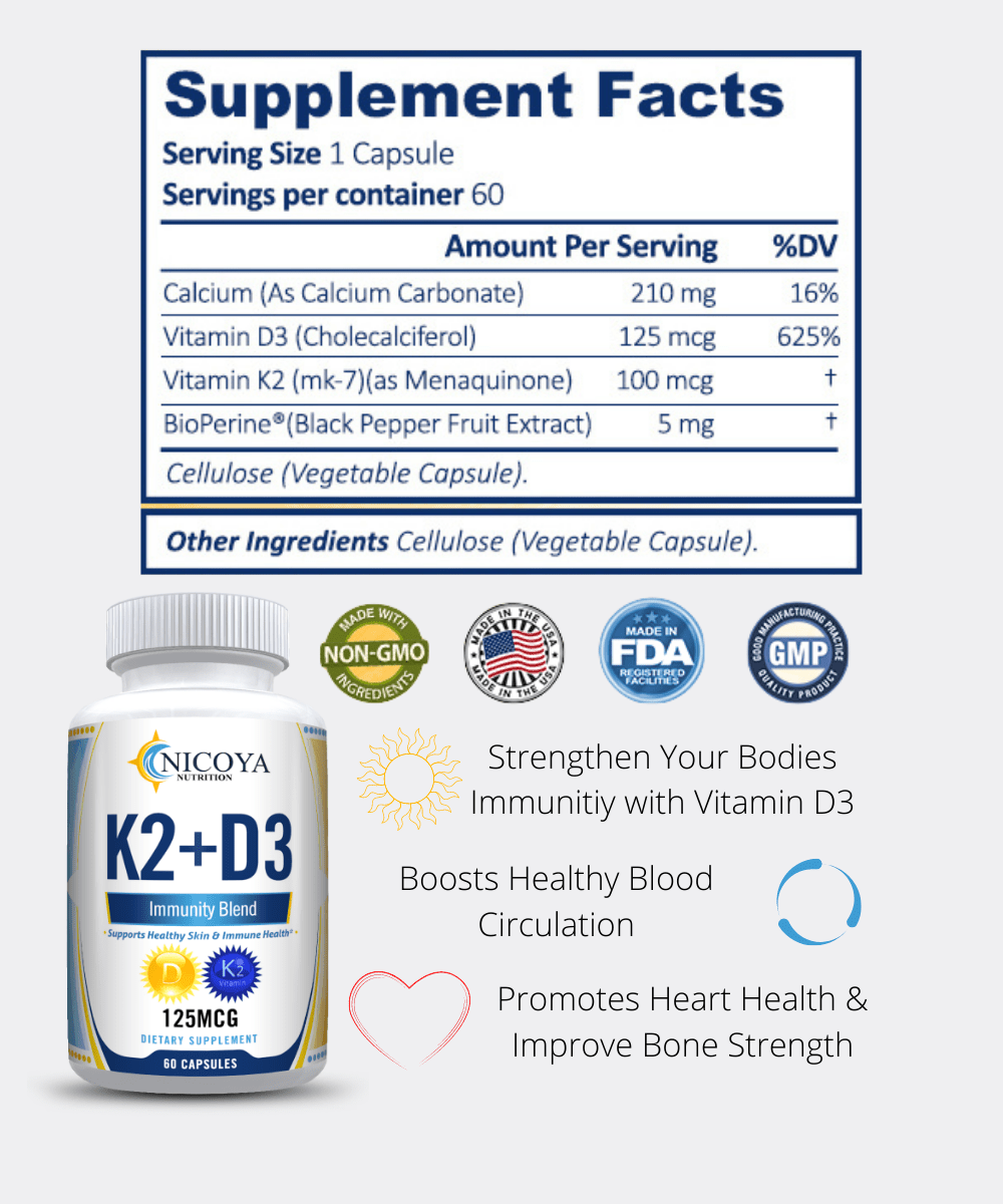 Vitamin K2D3 Mood Boosting Vitamin Supplement Nicoya Nutrition