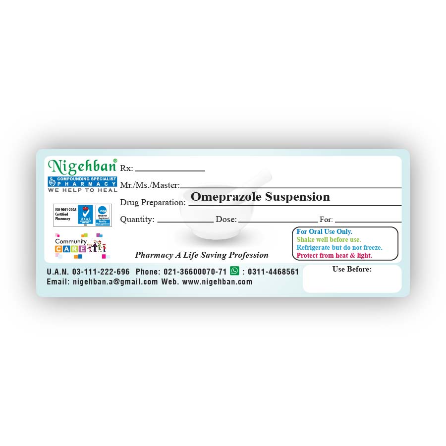 Omeprazole Suspension 2mg/Ml Nigehban Compounding Pharmacy