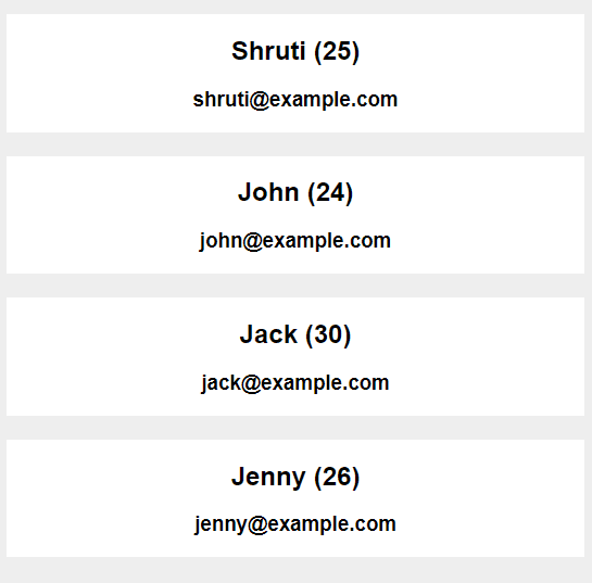 Display a list of objects with unique keys in React.js Example