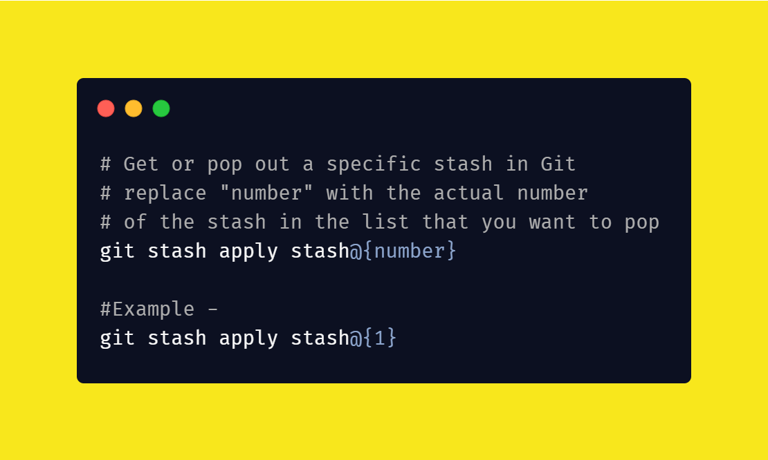 How to pop out a specific stash from the stash list in Git?