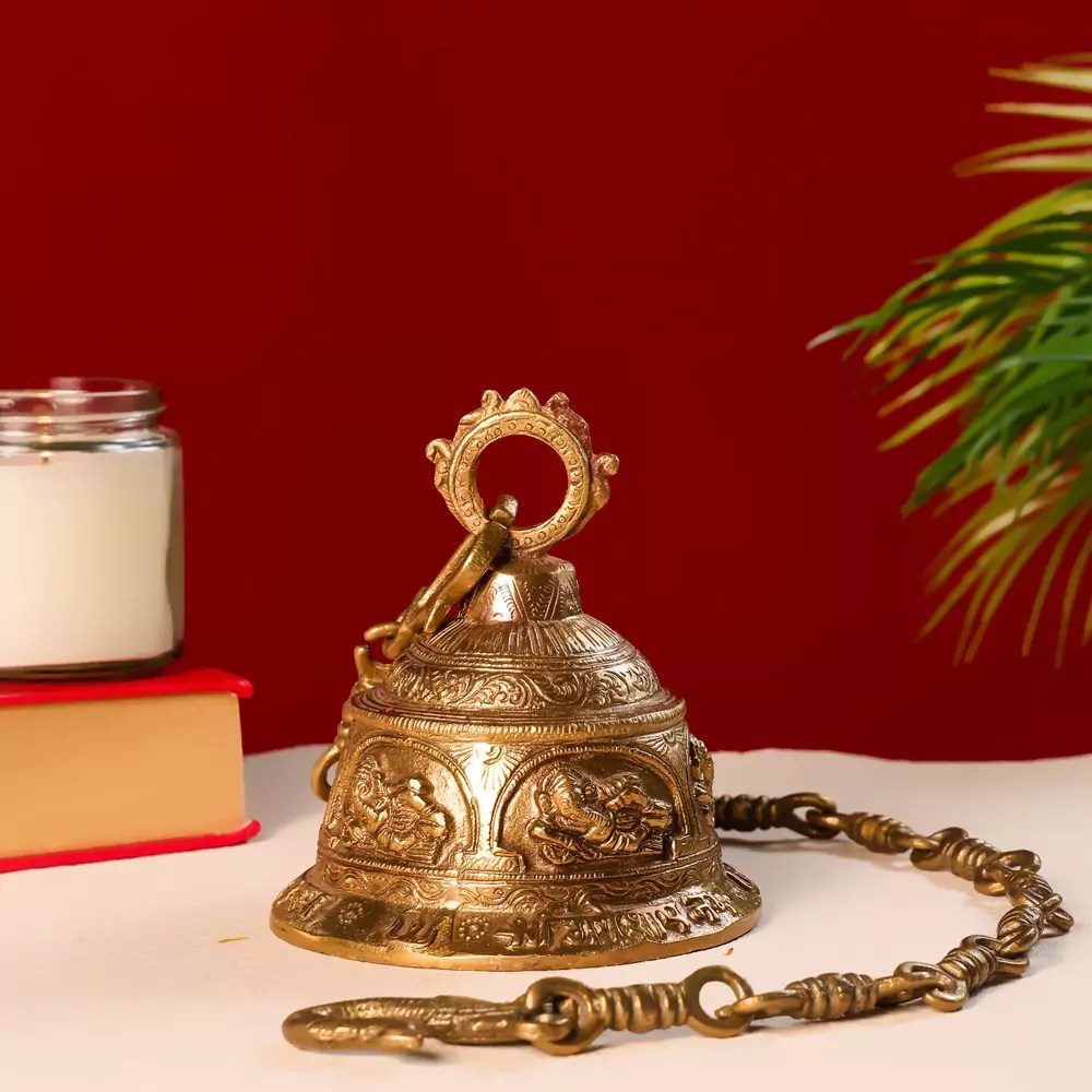 Brass Temple Bells Elegance and Serenity for Your Home Mandir