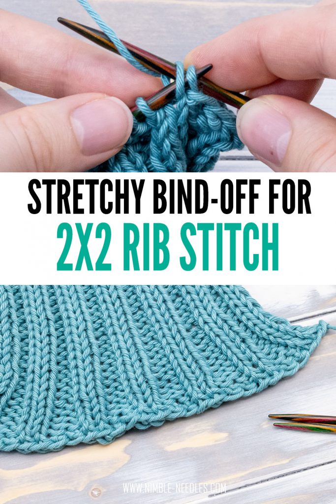 A surprisingly stretchy bindoff for the 2x2 rib stitch [+video]