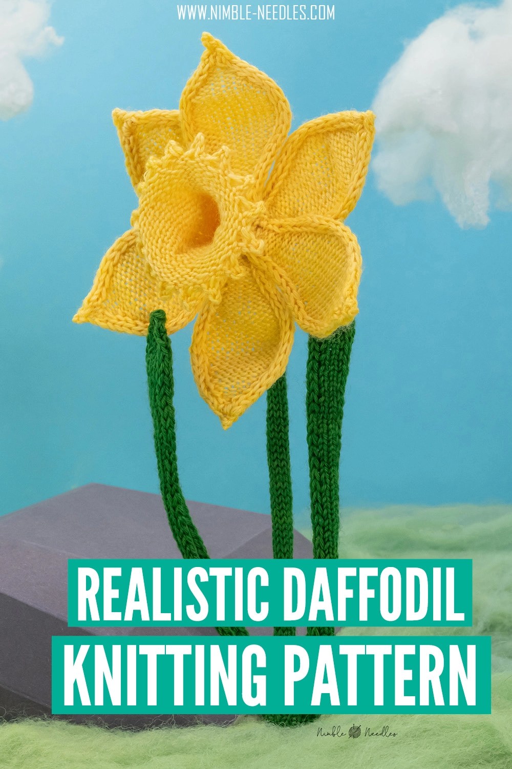 A realistic Daffodil knitting pattern [step by step written instructions]