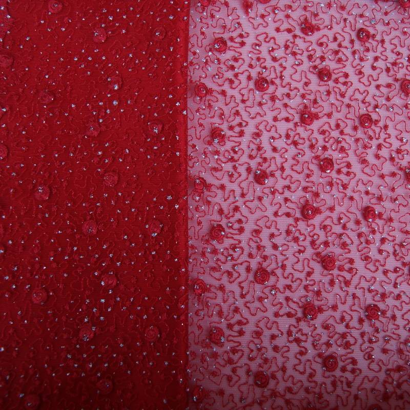 Glitter Roses Embroidered Lace Dressmaking Fabric in Various Colours