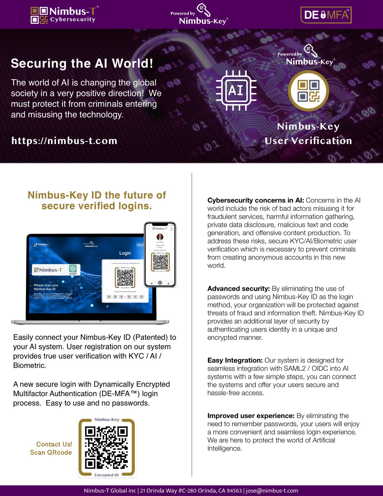 NimbusT Global NimbusKey ID to protect logins.