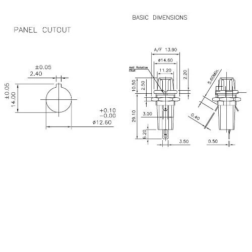 Panel Mountable FH1B Fuse Holder Nimesh Electronics