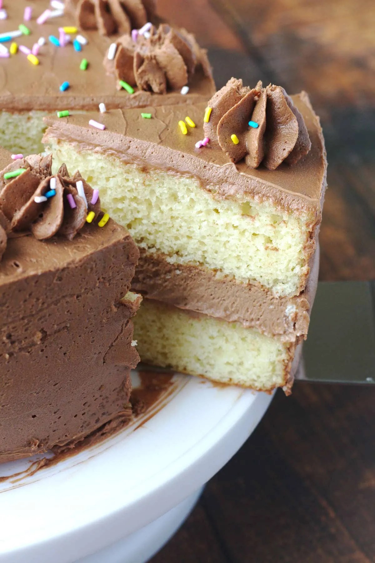 Vanilla Cake with Chocolate Mousse Filling Nina Kneads to Bake