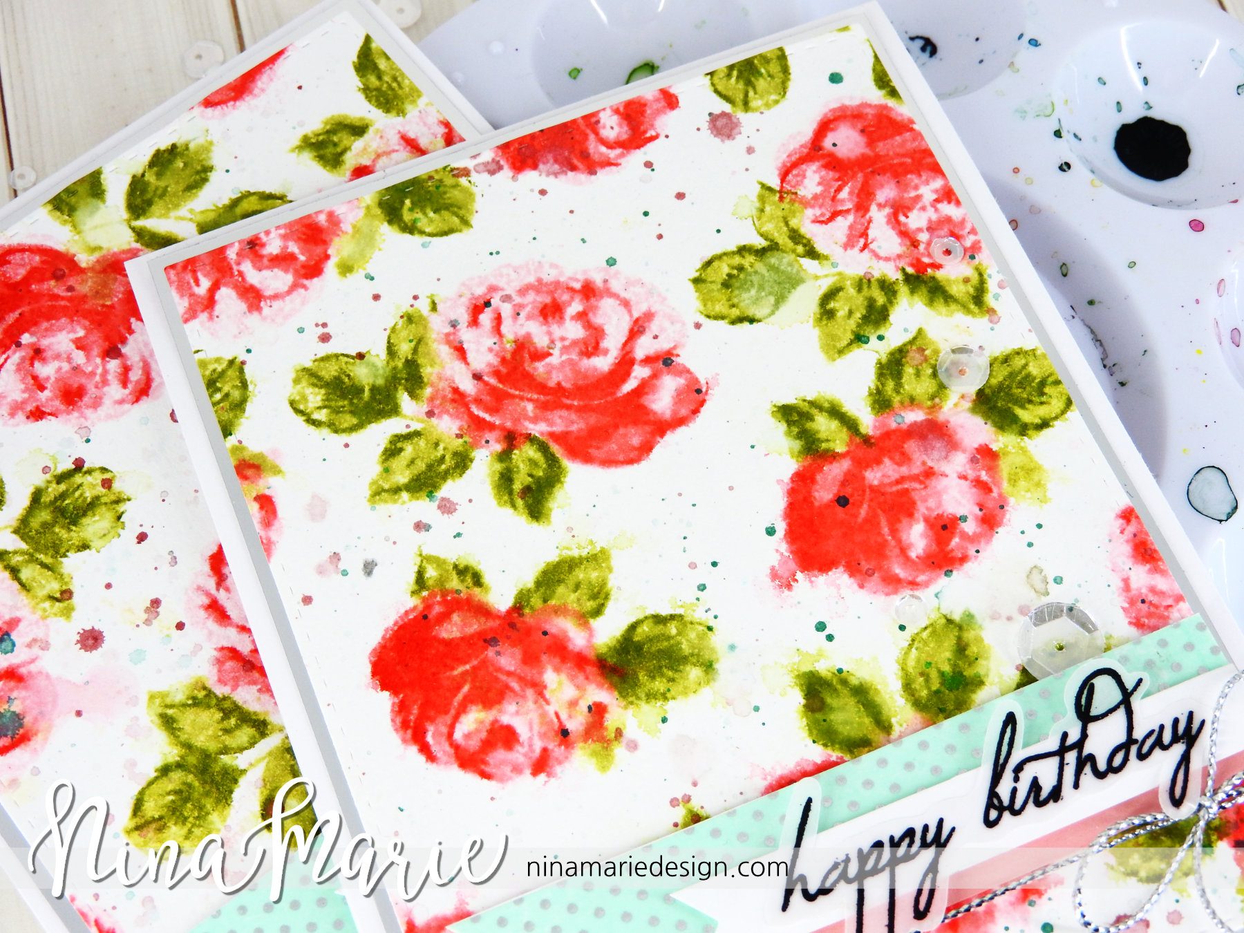 Faux Watercoloring Effect using Stamps NinaMarie Design