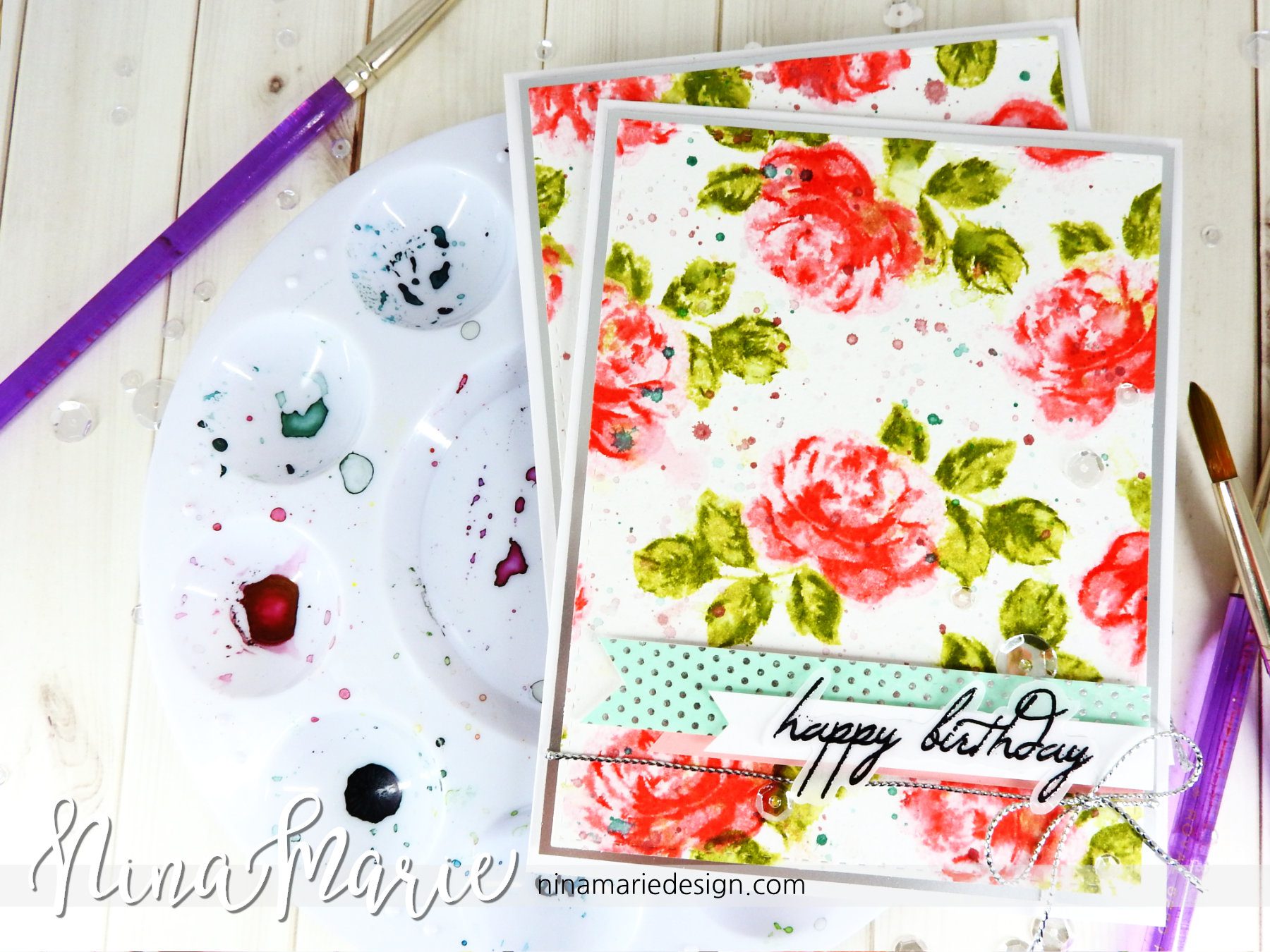 Faux Watercoloring Effect using Stamps NinaMarie Design