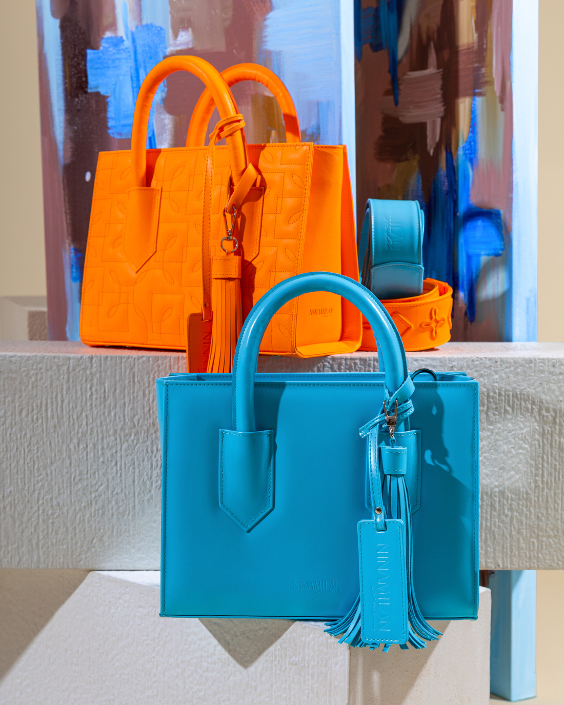 Neon Orange Mini Dolly Tote Bag NINAMILAN Studio