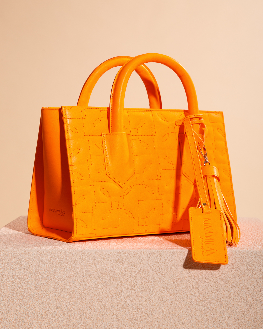 Neon Orange Mini Dolly Tote Bag NINAMILAN Studio