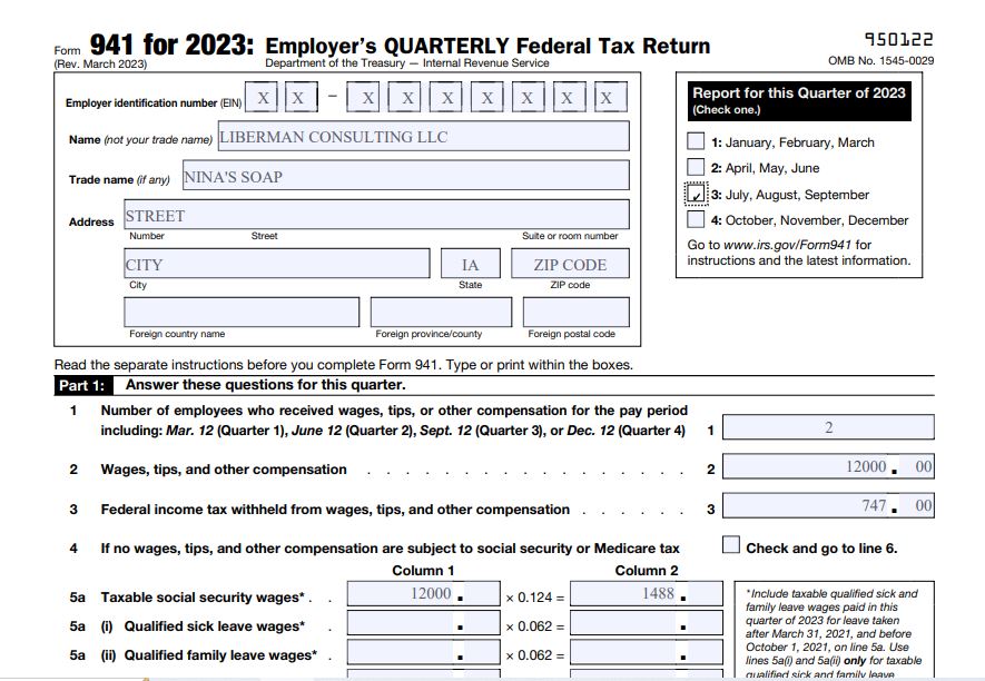 How to fill out Form 941 for 2023 Q3 Employer Quarterly Federal