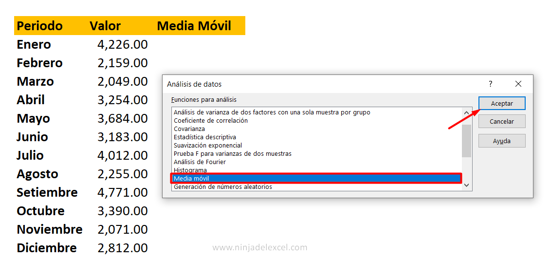 Como Calcular el Media Móvil en Excel Ninja del Excel