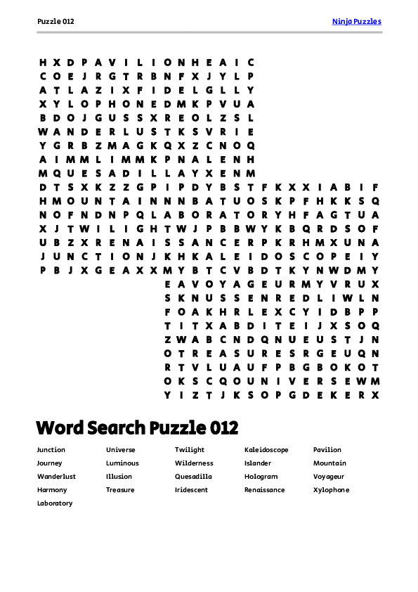 Free Printable Puzzle 012 themed Word Search Puzzle Free Printable PDF