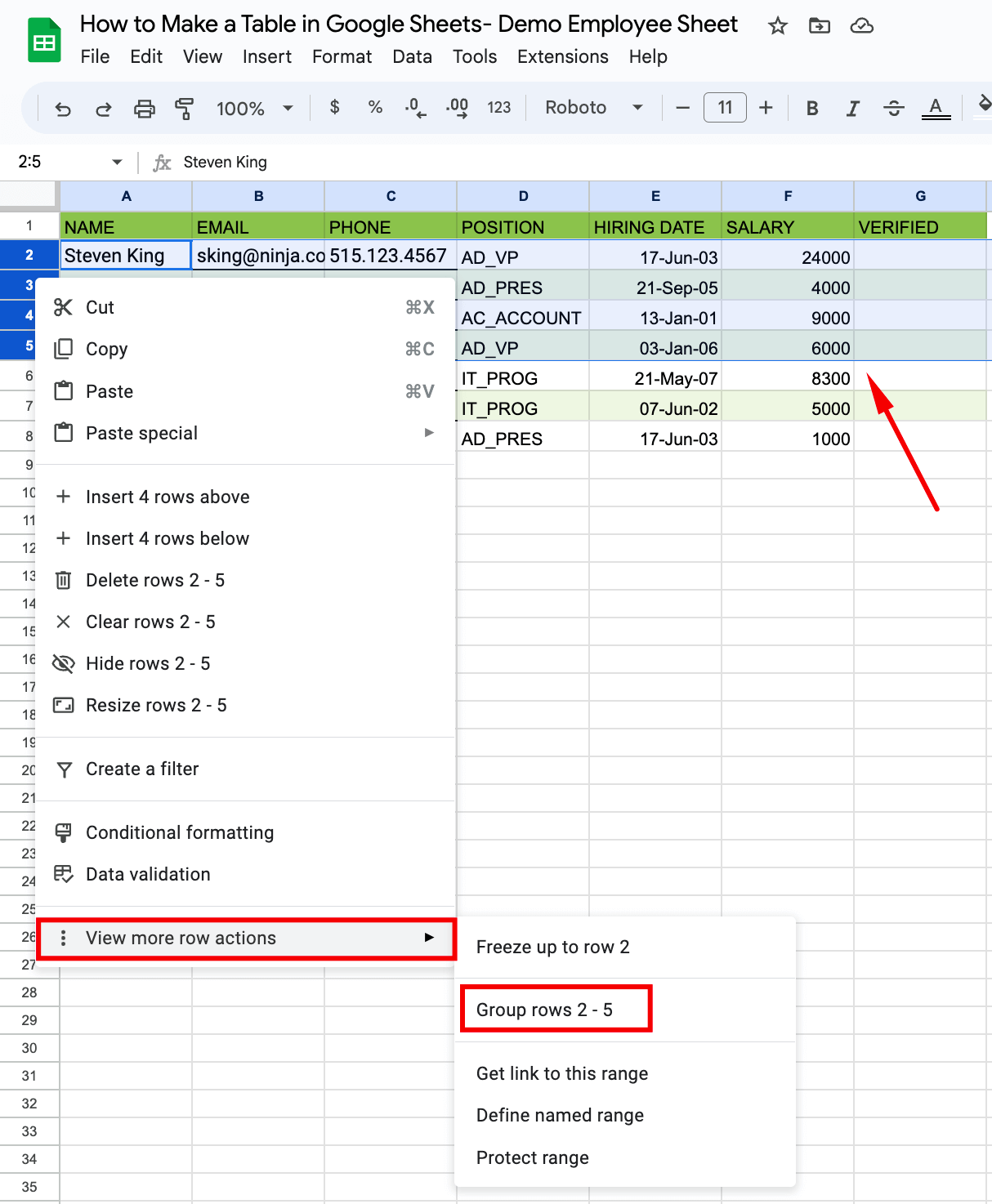 How to make a table in google sheets (Step By Step Guide)