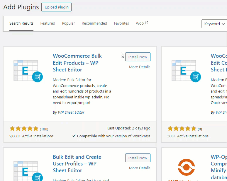 install wp sheet editor Ninja Team