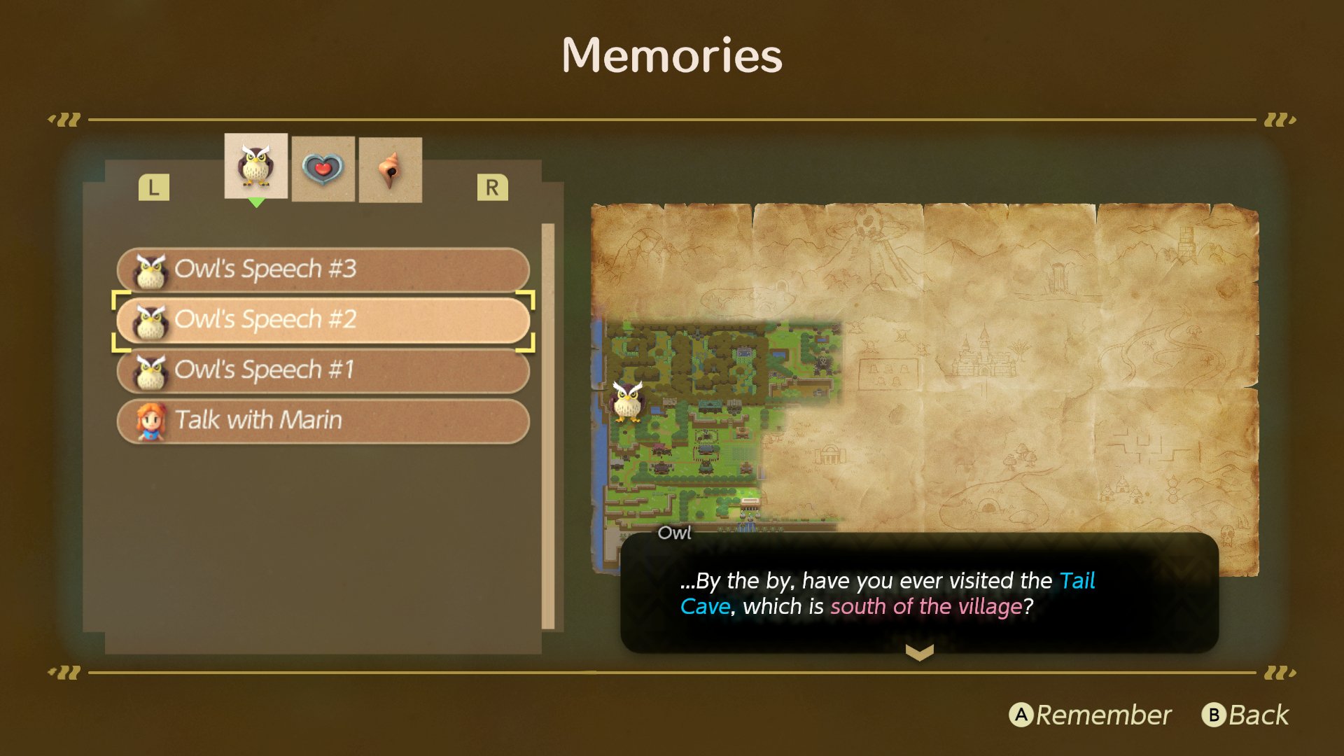 You can reread past dialogues in The Legend of Zelda Link's Awakening