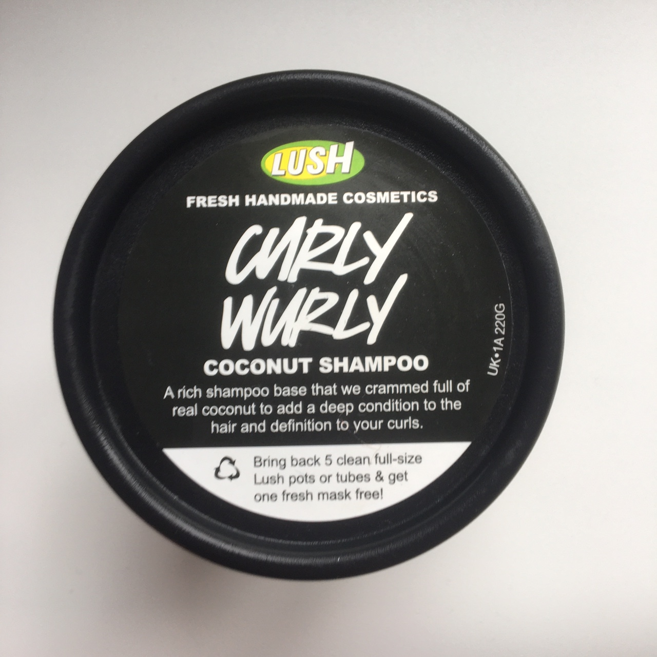 Curly Wurly Coconut oil hair shampoo from Lush Cosmetics