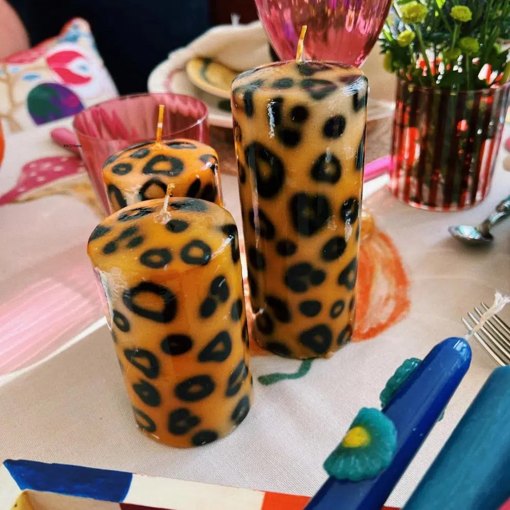 Small Leopard Print Pillar Candle Nique