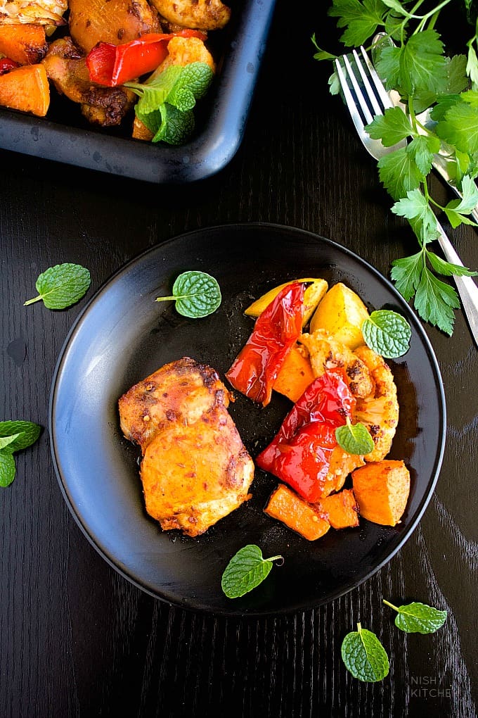 Indian Spiced Chicken Tray Bake Video NISH KITCHEN