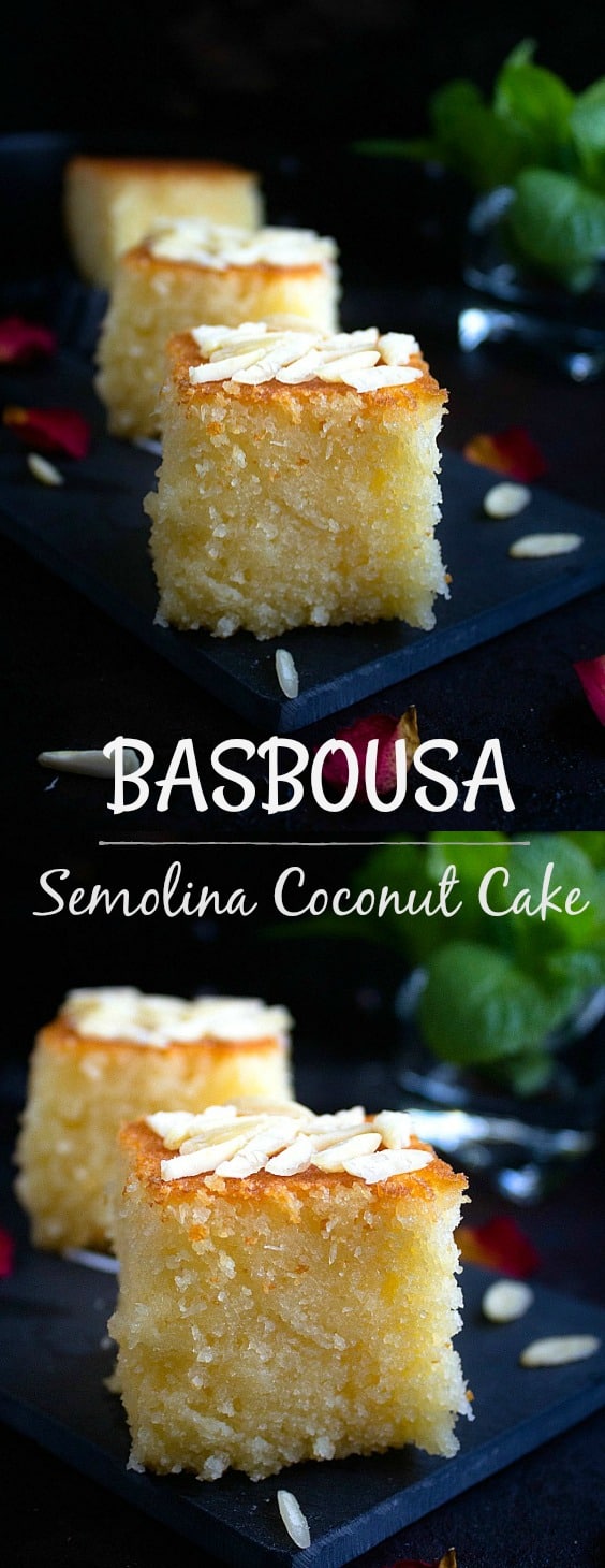 Basbousa Semolina Coconut Cake Video NISH KITCHEN