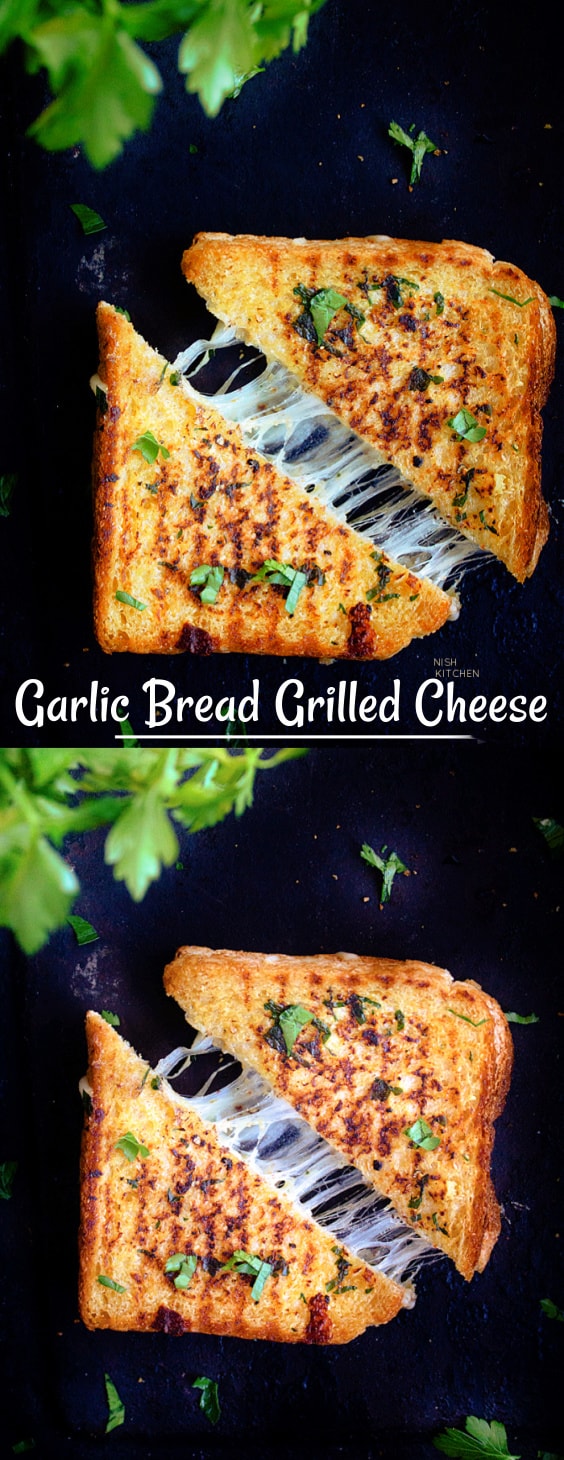 Garlic Bread Grilled Cheese Video NISH KITCHEN