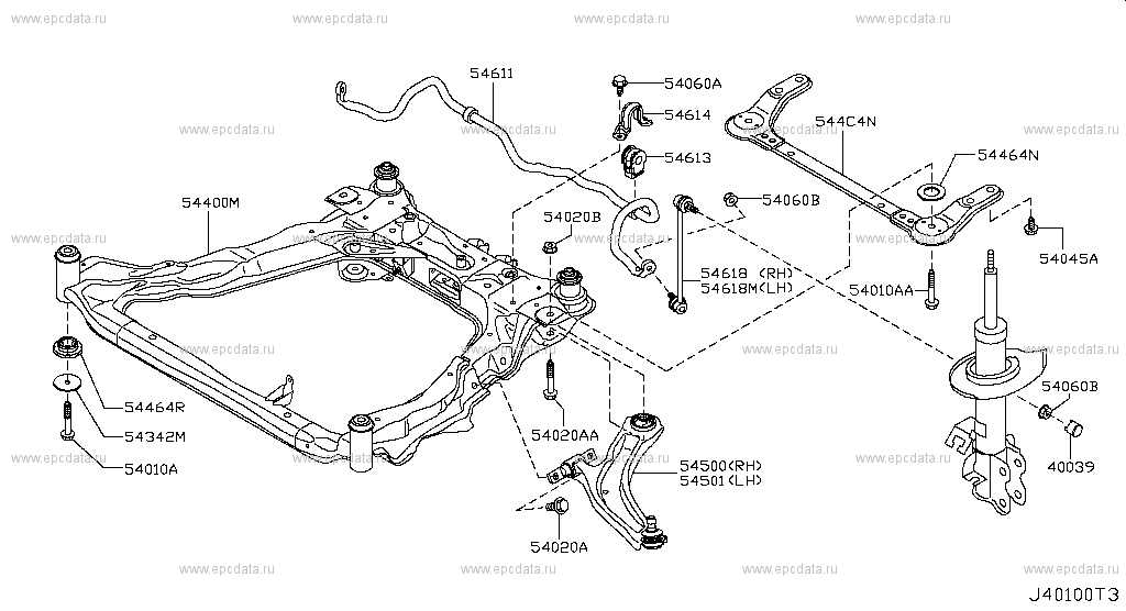 Front suspension (chassis) for Nissan X-Trail T31, 2 generation 08.2007