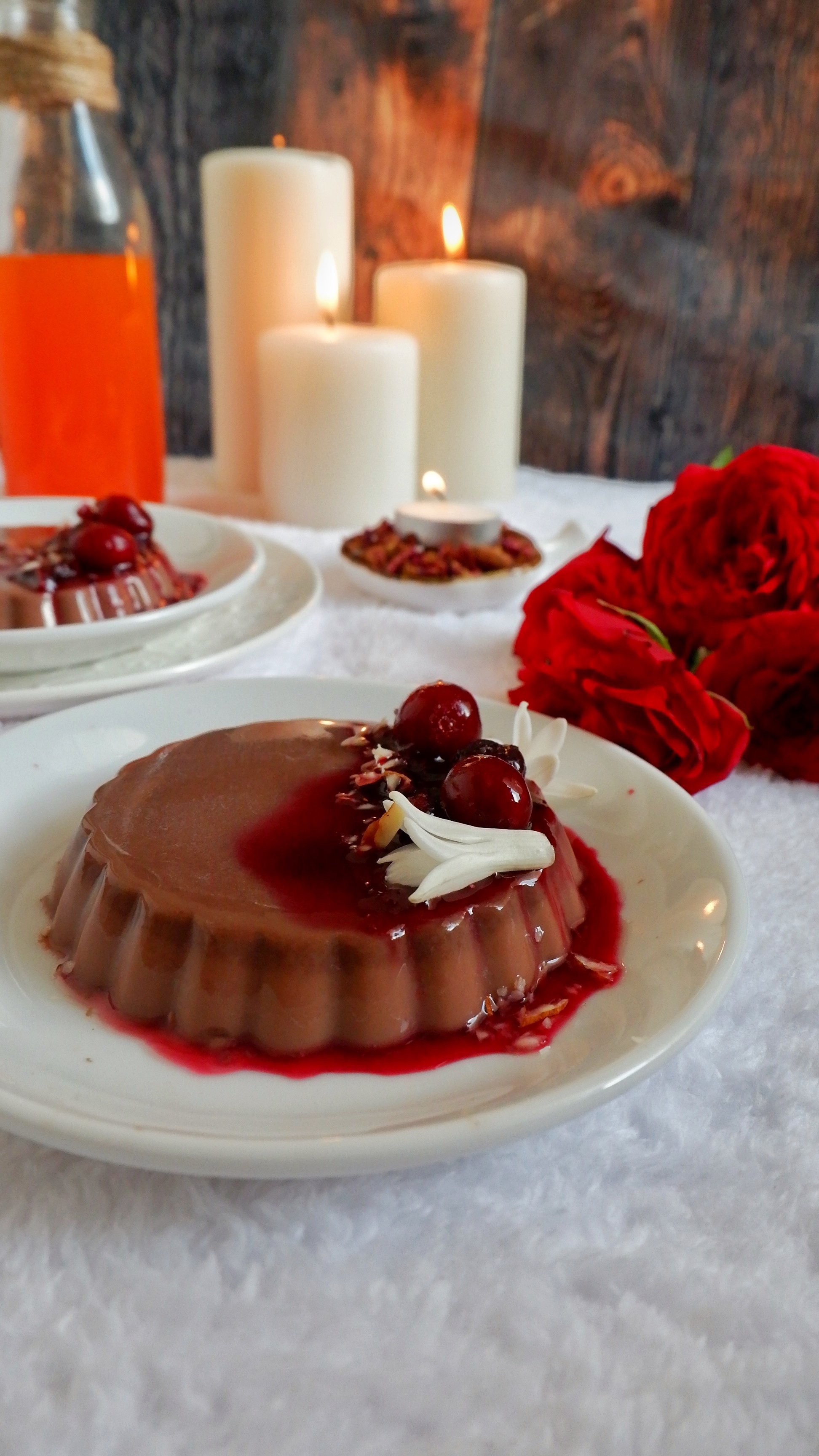Chocolate Almond Milk Pudding with Berry Sauce Fine Fettle Cookery’s