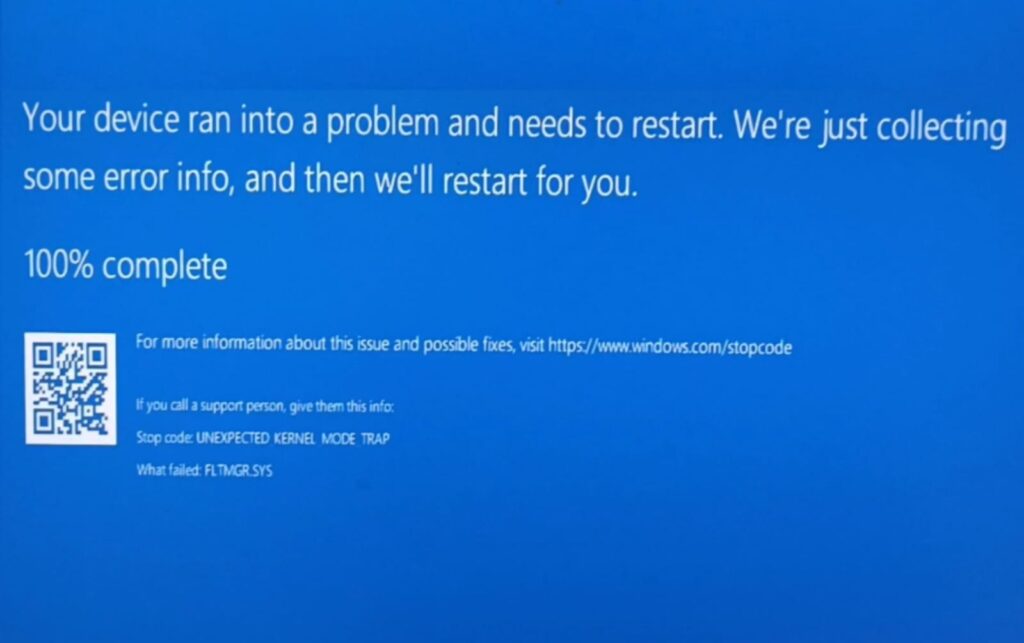 fltmgr.sys blue screen error unexpected kernel mode trap windows 11