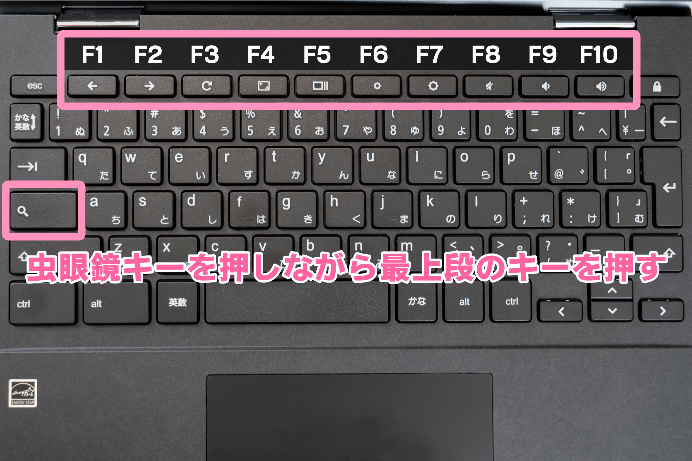 Chromebook でファンクションキーを使う方法。F1 から F12 までどこに割り振られているのか？！