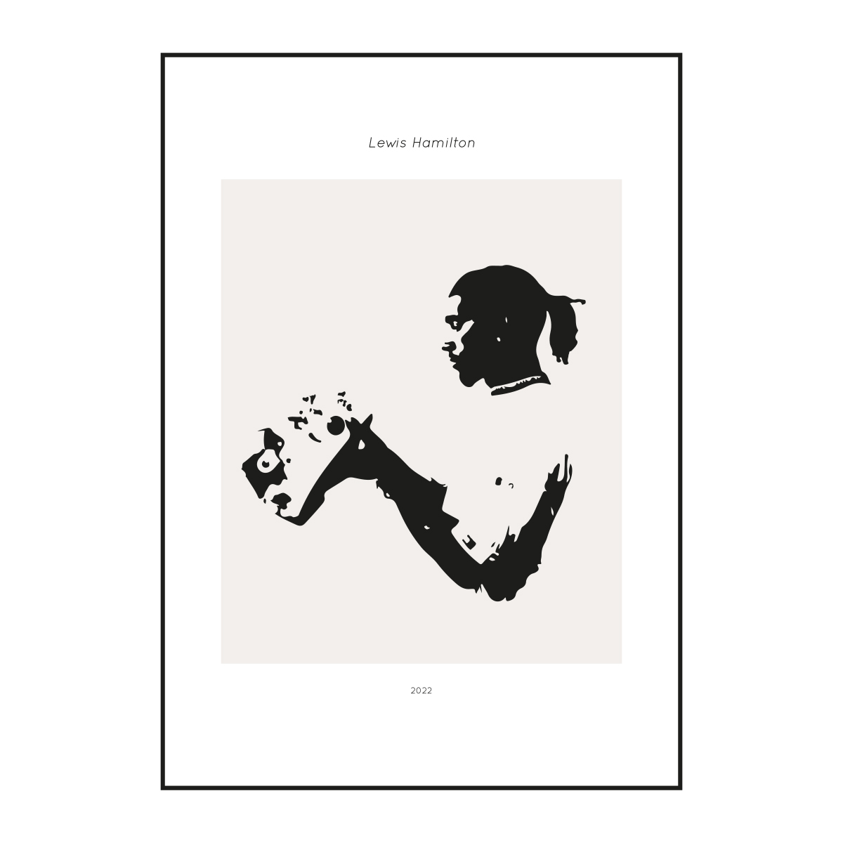 Lewis Hamilton poster presented in a modern style for wall art