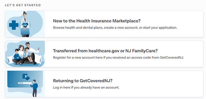 Screenshot showing where to find Returning to GetCoveredNJ