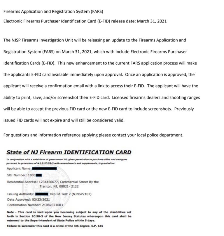 ANOTHER NJ2AS VICTORY! NJ STATE POLICE DIGITIZE FIREARM ID CARD! NJ2AS