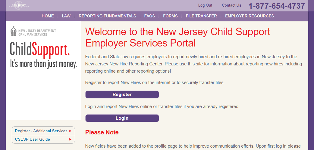 User Guide New Jersey Child Support Employer Services Portal
