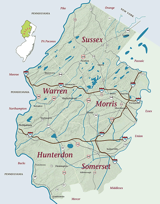 Map of Northwest New Jersey