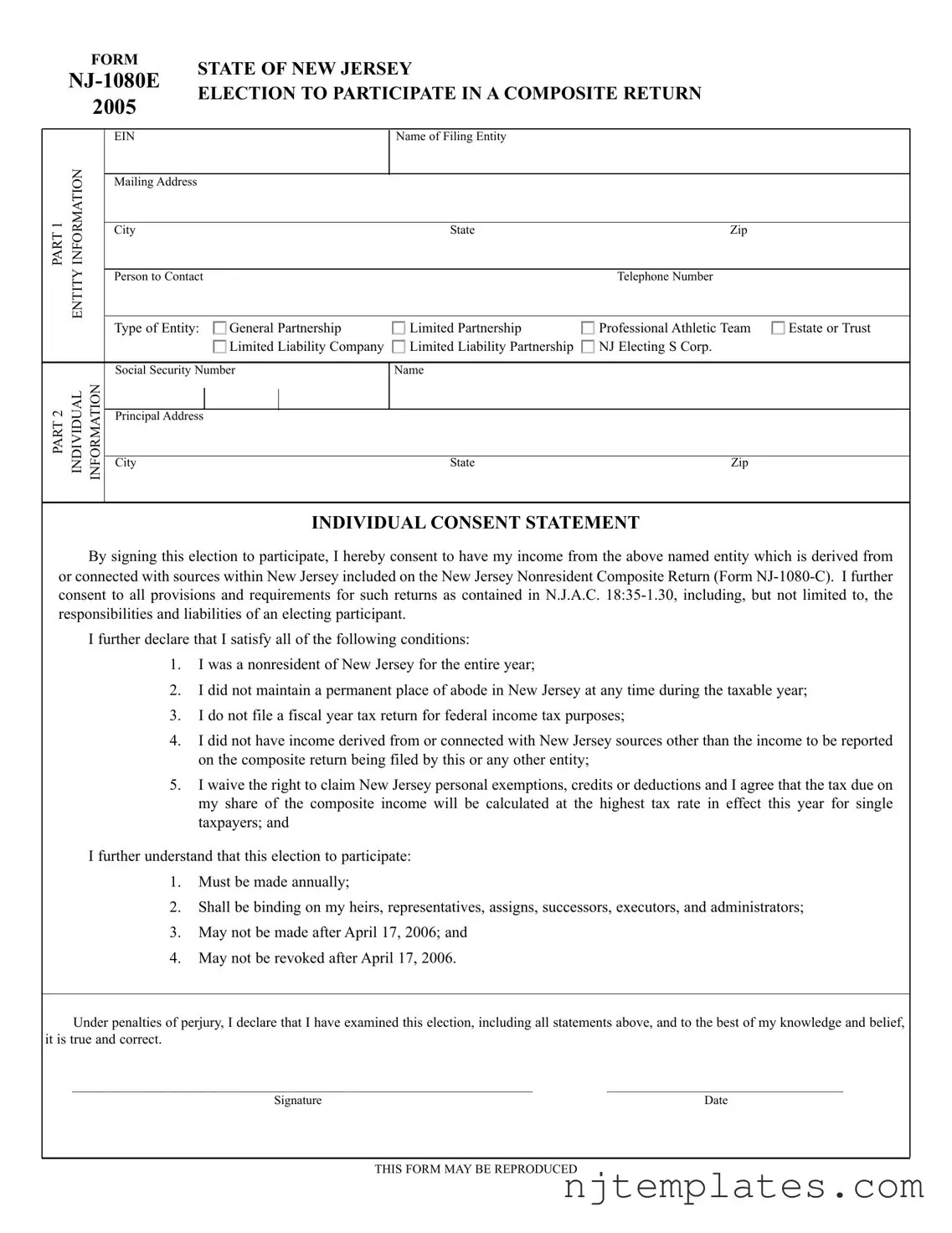 Blank Nj 1080E PDF Form ≡ All New Jersey Forms(03)