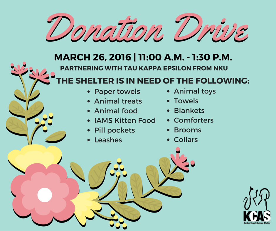 Spring donation drive to be held for Kenton County Animal Shelter on