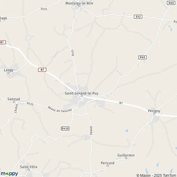 Plattegrond SaintGérandlePuy kaart van SaintGérandlePuy (03150