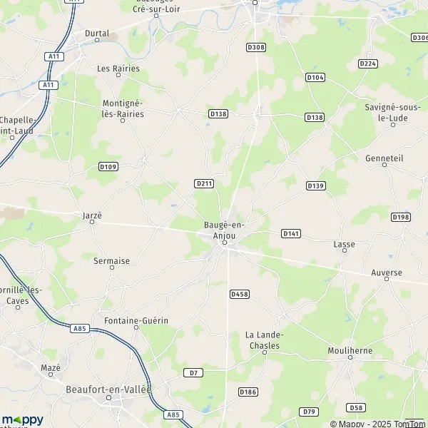 Plattegrond BaugéenAnjou kaart van BaugéenAnjou (49150) en