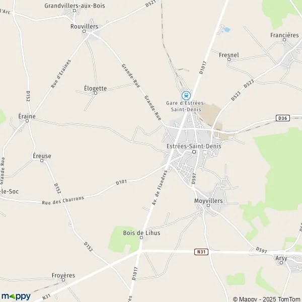 Plattegrond EstréesSaintDenis kaart van EstréesSaintDenis (60190