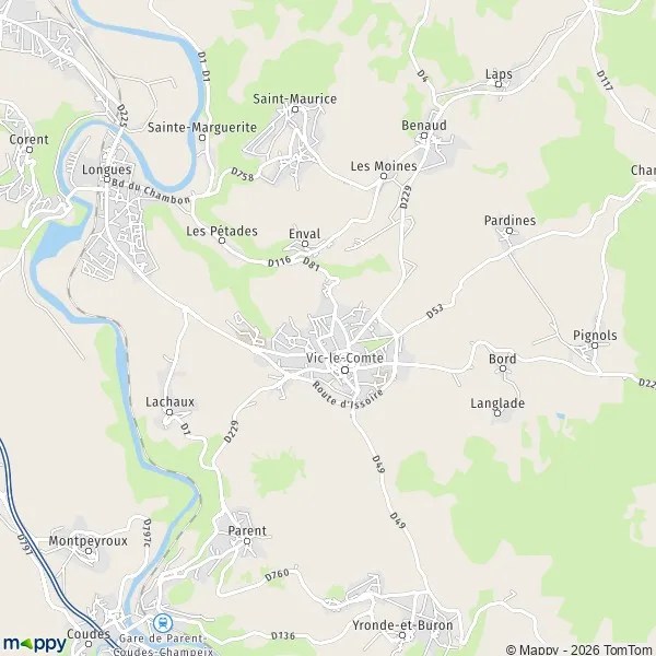 Plattegrond kaart van (63270) en praktische