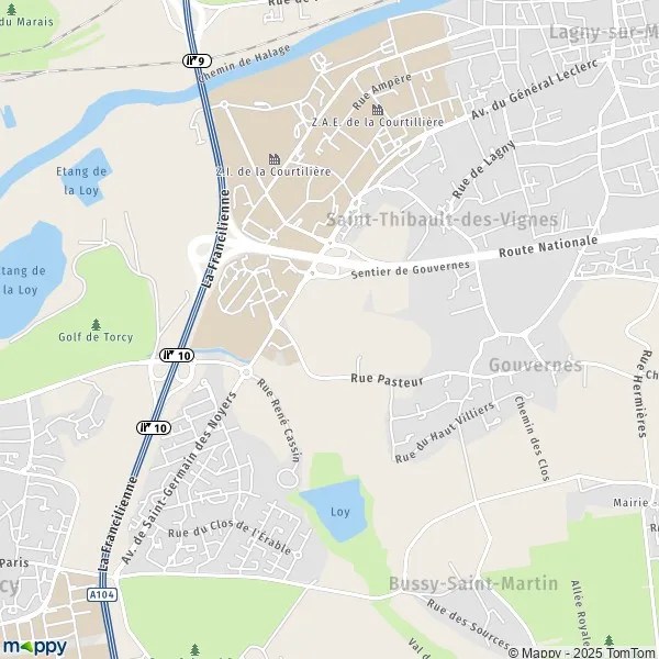 Plattegrond SaintThibaultdesVignes kaart van SaintThibaultdes