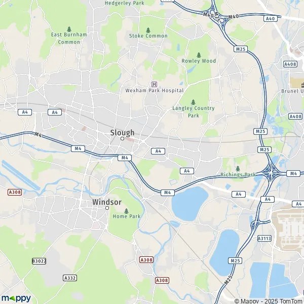 Plattegrond Slough kaart van Slough (SL1 0) en praktische info